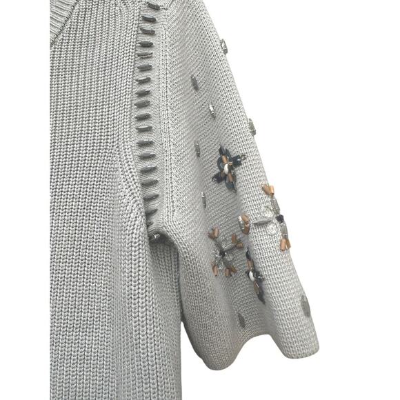 Banana Republic Womens Grey Knit Top w/ Jeweled Details Size M - Picture 6 of 7